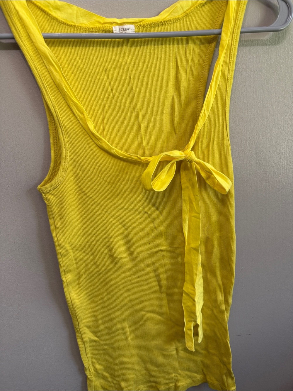 J. Crew Bright Yellow Ribbed Tie-Back Tank